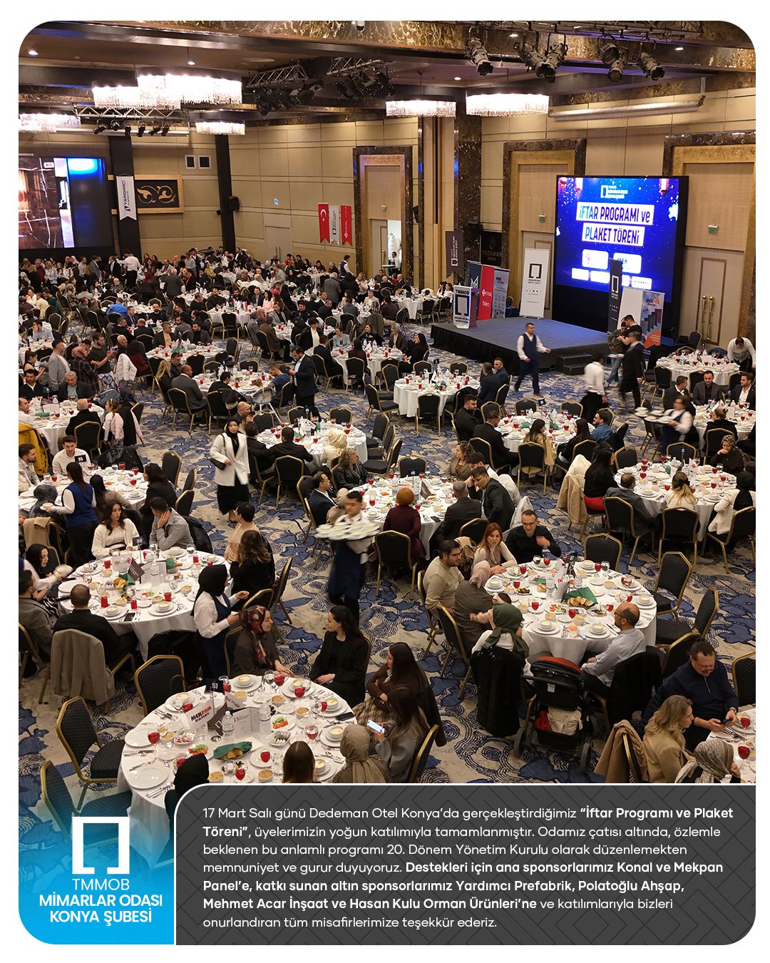 Mimarlar Odası Konya Şubesi İftar Programı ve Plaket Töreni